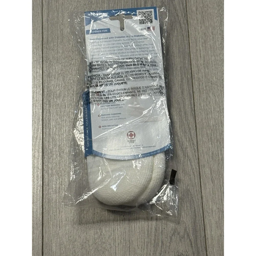 THORLOS Advanced Diabetic Women' s Single Pair Crew Socks White 5-9 Medium New